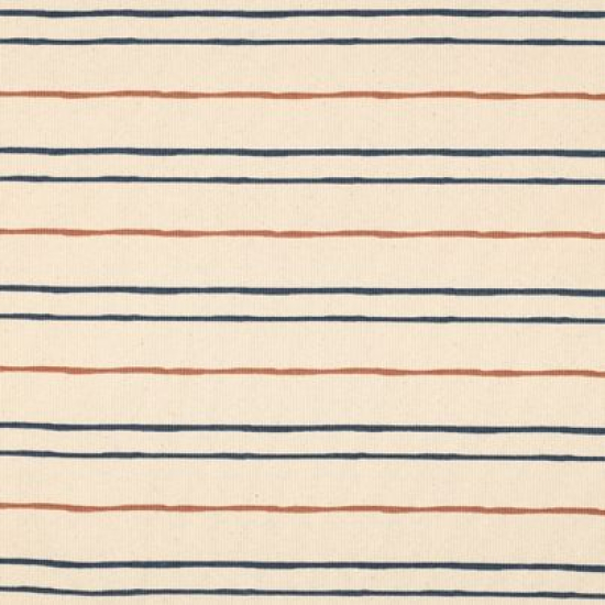 Preview: Weicher Ribjersey in Bio Qualität in zartem ecru mit Streifen gemustert