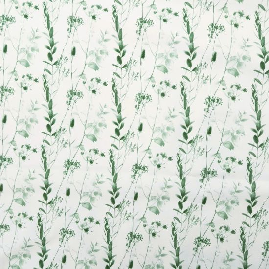 Preview: Weicher angenehmer French Terry in offwhite mit Eukalyptuszweigen gemustert