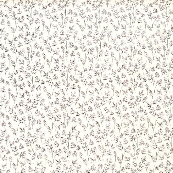 Preview: Leichter luftiger Baumwollstoff Seersucker in ecru mit kleinen rosa Miniblütenzweigen gemustert