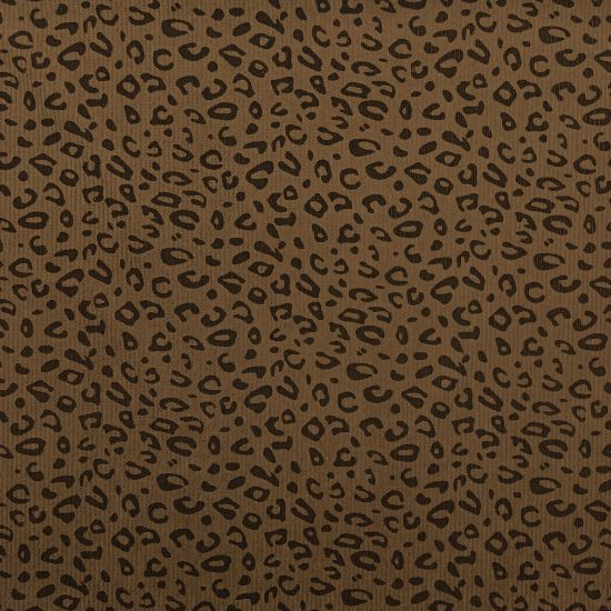 Preview: Weich fallender Baumwoll Stretch Cord in nougat mit Mini Leoprint gemustert