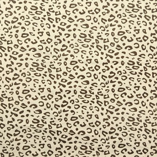 Preview: Weich fallender Baumwoll Stretch Cord in ecru mit Mini Leoprint gemustert