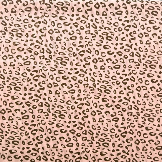 Preview: Weich fallender Baumwoll Stretch Cord in rosa mit Mini Leoprint gemustert