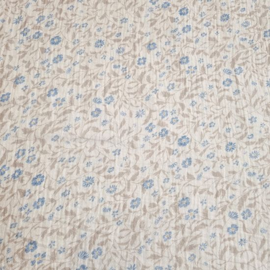 Preview: Weich fallender Musselin in offwhite mit romantischen Blumen gemustert