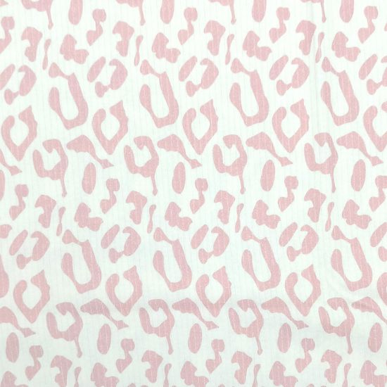 Preview: Kuschelweicher Ribjersey aus reiner Baumwolle mit Leoprint in rosa gemustert.