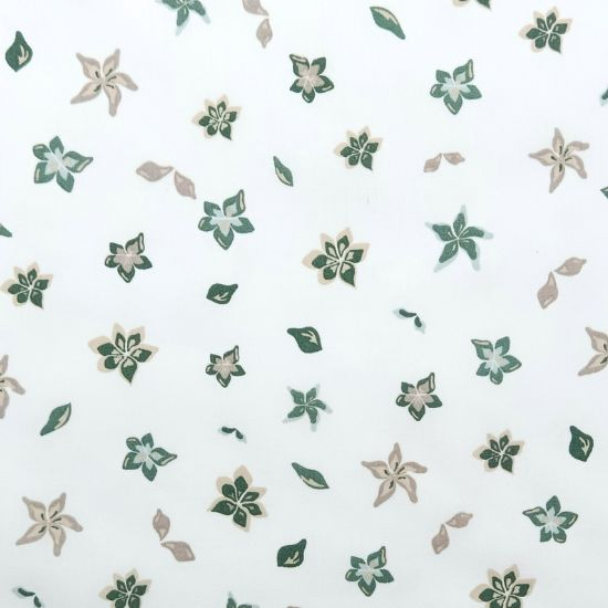 Preview: Leicht fallender Baumwollstoff in offwhite mit Streublumen gemustert