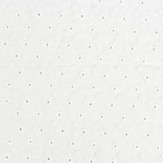 Luftig leichte Broderie Baumwolle in weiß mit kleinen Blumen
