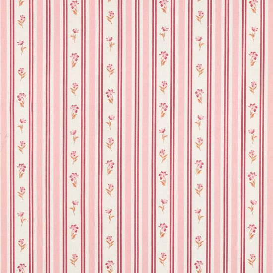 Leicht fallender Baumwollstoff in weiß mit Vintage Blümchen in rosa Farbtönen gemustert