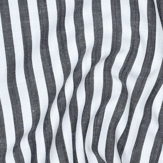 Weiche luftige Viskose in weiß/dunkles jeansblau garngefärbten Streifen