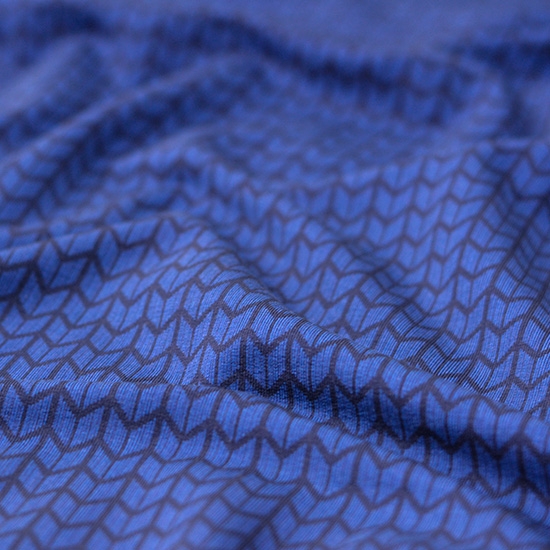 Hochwertiger French Terry in Blau mit rautenartigem Strickmuster