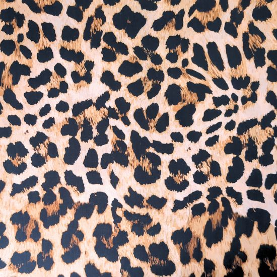 Preview: Weiche luftige Viskose in Beige-Tönen mit Leoprint.