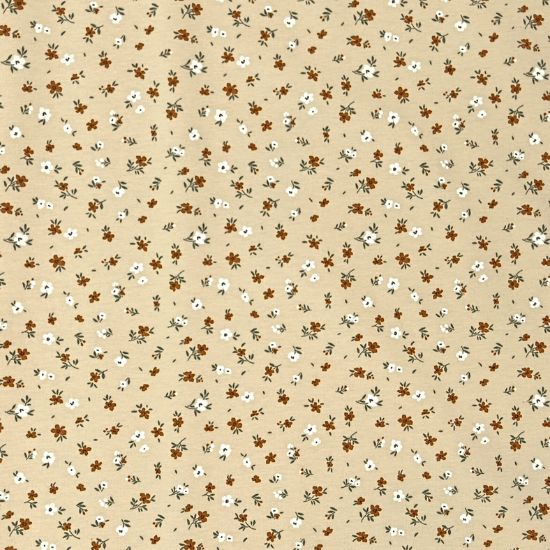 Weicher Baumwolljersey in Sand mit Miniblumen  gemustert