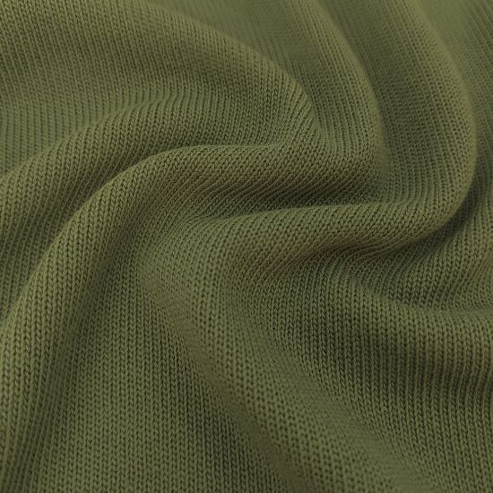 Weicher kuscheliger Baumwoll-Strickstoff in Olive