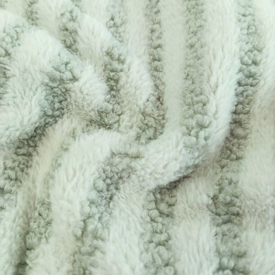 Superflauschiger Teddystoff in mintgrün, gestreift