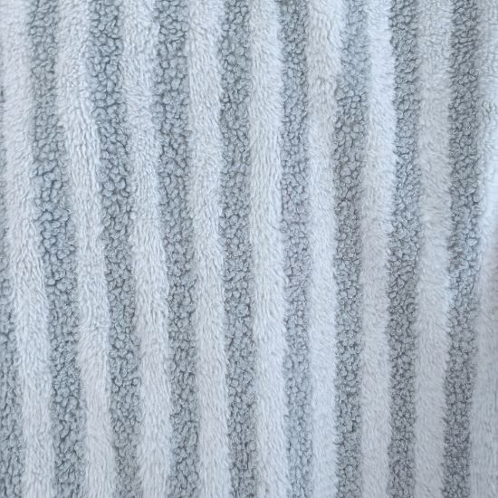 Superflauschiger Teddystoff in blaugrau, gestreift