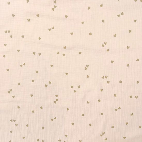 Weich fallender leichter Musselin in nude mit Mini Herzchen gemustert