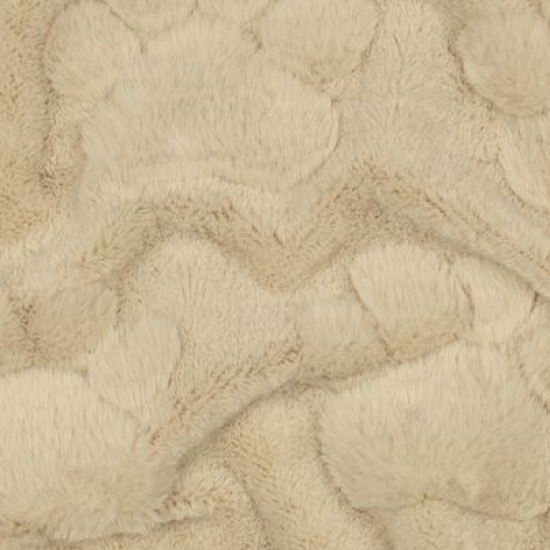 Kuschelweicher Wellnessfleece in sand mit Flauschpfoten im Relief gemustert