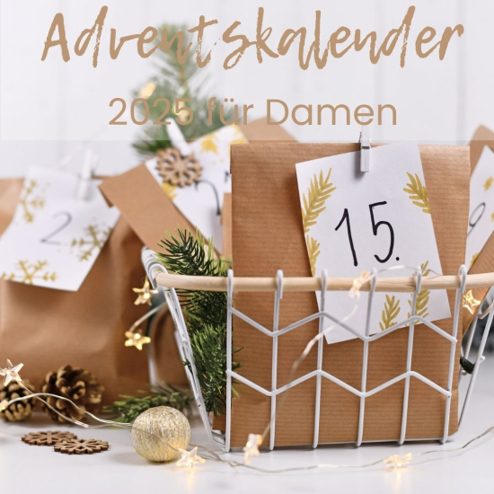 Adventskalender fuer Damen mit Stoffen und Kurzwaren gefüllt