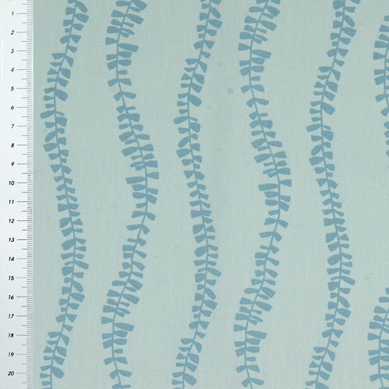 Preview: Beschichteter Baumwollstoff in Tuerkis mit Ranken gemustert, ideal als Tischdecke fuer Balkon und Garten, fuer Taschen, Rucksaecke und Windjacken