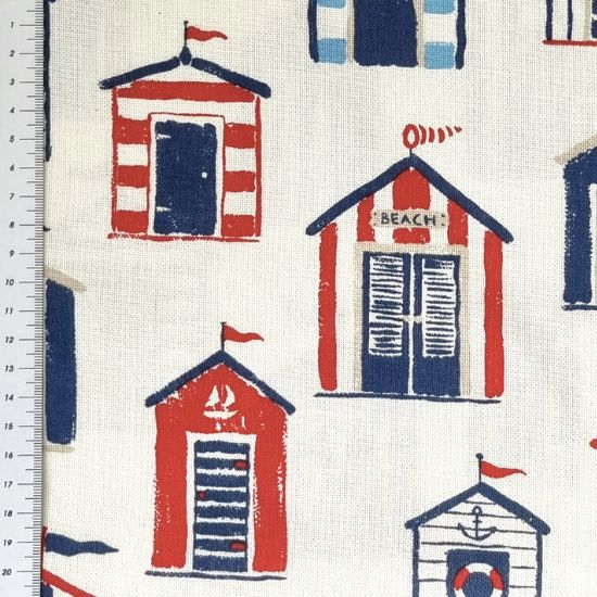 Preview: Dekostoff in ecru mit maritimen Motiven