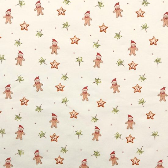 Weich fallender Baumwollstoff aus mit Lebkuchen Leckereien gemustert