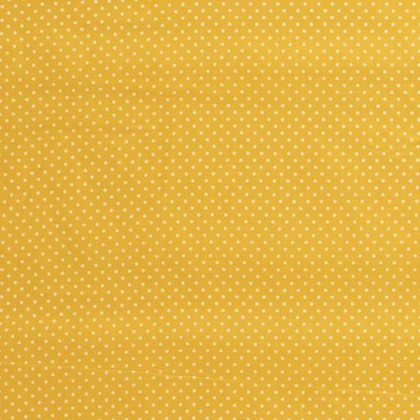 Baumwollstoff in gelb mit verschiedenen Mustern.