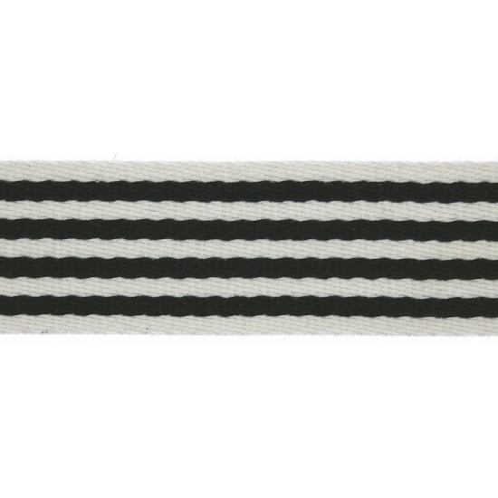 Gurtband aus Baumwollmix gemustert mit Streifen in ecru und marineblau.