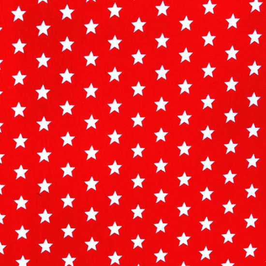 Baumwolljersey in rot mit Sternen gemustert.