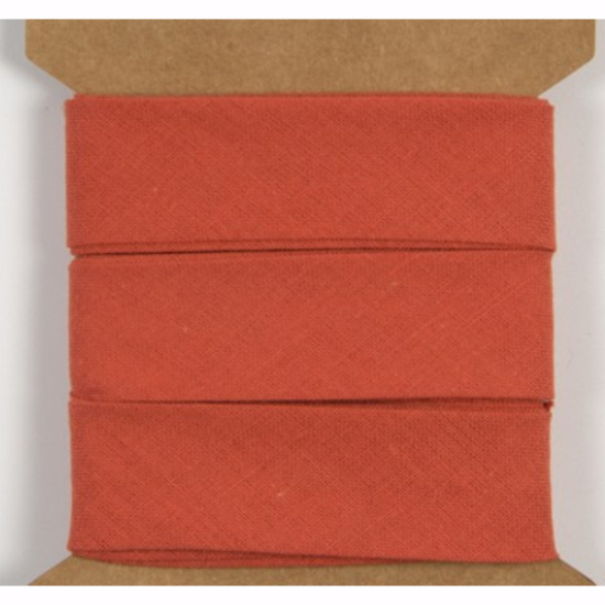 Baumwollschrägband mit einer Breite von 20mm in rostorange gemustert