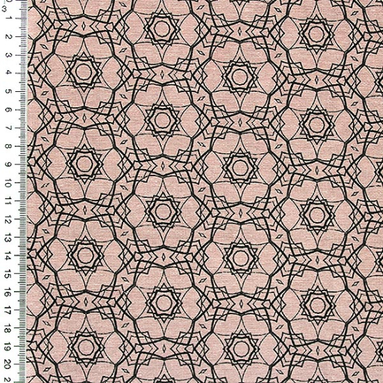 Preview: dekostoff aus baumwollgemisch in Altrosa gemustert mit geometrischen Blumen