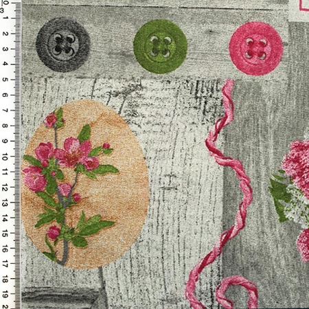 Dekosttoff aus Baumwollgemisch mit Gartenmotiven in Pink