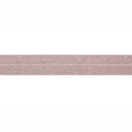 Schrägband mit verwebten Lurexgarn in rosa gemustert