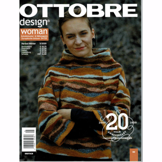 Nähzeitschrift Ottobre Ausgabe 5/2020 mit verschiedenen Damen Schnittmustern für den Herbst und Winter.