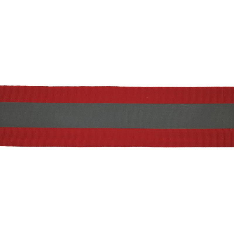 band in rot 50mm breit mit breiten silbernen Mittelstreifen, dass in Dunkeln reflektiert