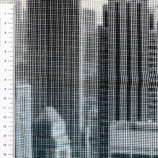 Viskosejersey Panel von Swafing in mint/grau gemustert mit Skylinemotiven designed von Thorsten Berger