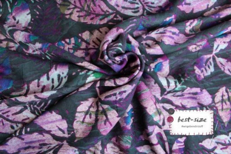 viskosegemisch in grau mit motiven von rosanen blaettern