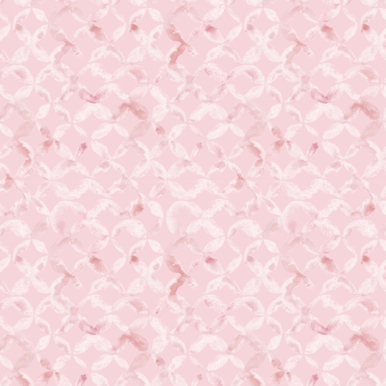 Viskosejersey in rosa gemustert mit einem Flechtmuster aus weißen Kreisen in Aquarelloptik.