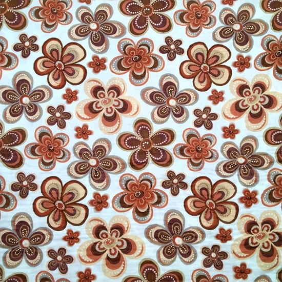 Musselin Double Gauze Retro Blumen Rost