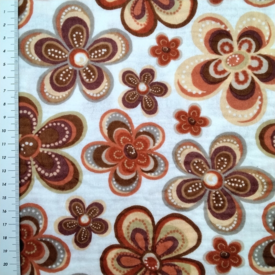 Musselin Double Gauze Retro Blumen Rost
