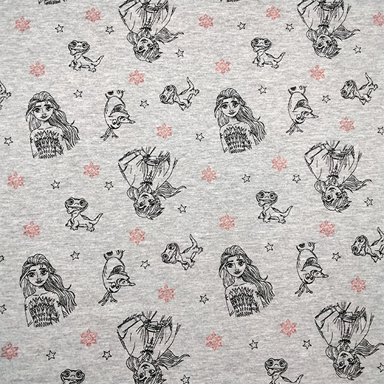 Super weicher French Terry mit Motiven der Eiskoenigin, Frozen. Fuer Fans von Olaf und Elsa!