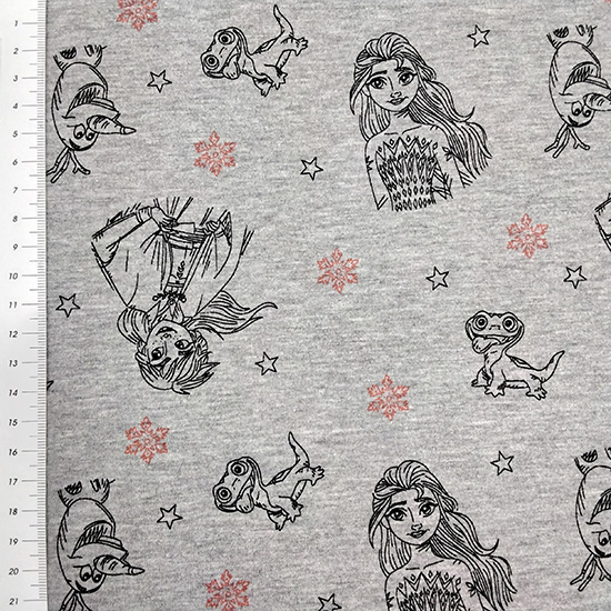 Super weicher French Terry mit Motiven der Eiskoenigin, Frozen. Fuer Fans von Olaf und Elsa!