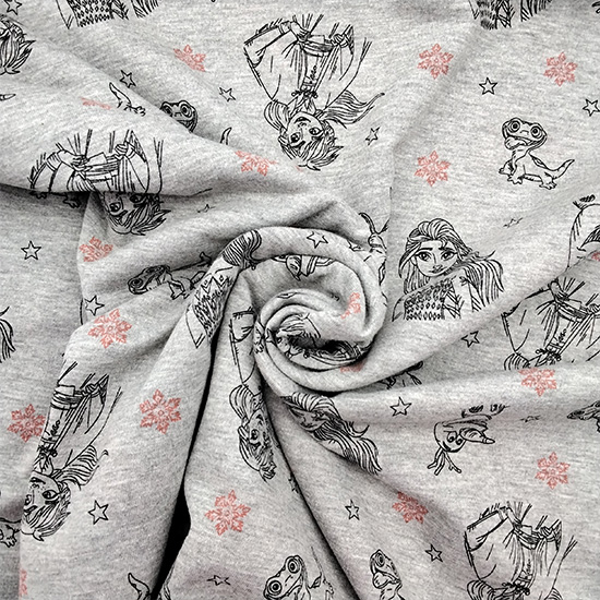 Super weicher French Terry mit Motiven der Eiskoenigin, Frozen. Fuer Fans von Olaf und Elsa!