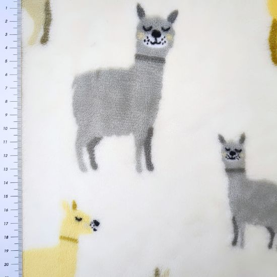 Kuscheliger Wellnessfleece, mit niedlichen Alpakas gemustert