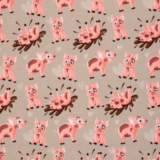 Super weicher Jersey mit lustigen Schweinchen gemustert