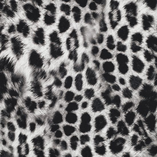 Weich fallender Viskosestoff in Schwarz Weiß mit Leoprint gemustert