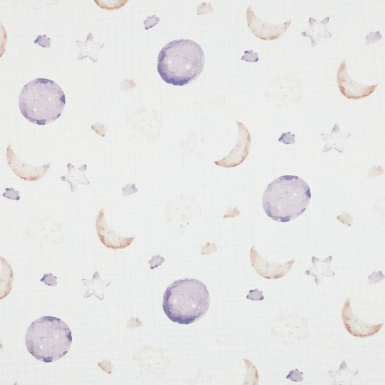 Weicher leichter Musselin in Offwhite mit niedlichem Traumhimmel gemustert