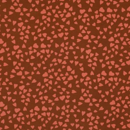 Angenehm weicher Ecovero in rostbraun mit fligenden Herzen gemustert