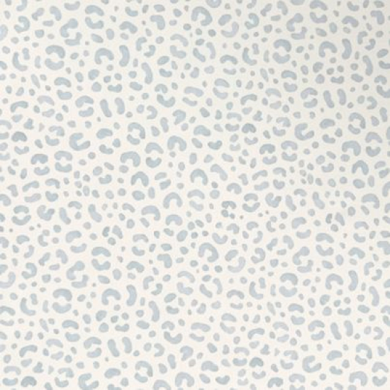 Superweicher French Terry aus Eigenproduktion in ecru mit Mini Leoprint in Puderblau