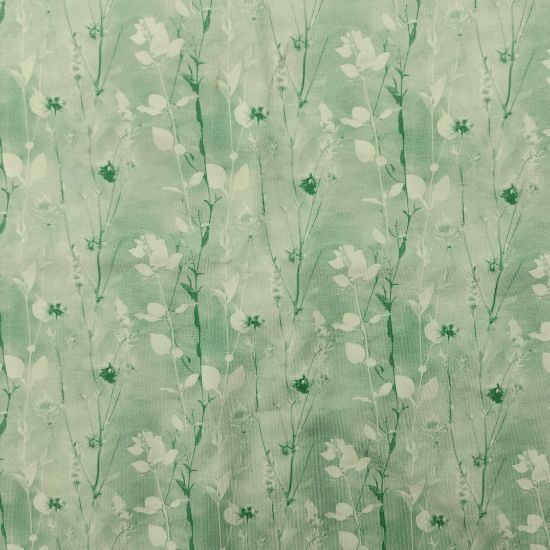 Weicher angenehmer French Terry in mint mit Eukalyptuszweigen gemustert