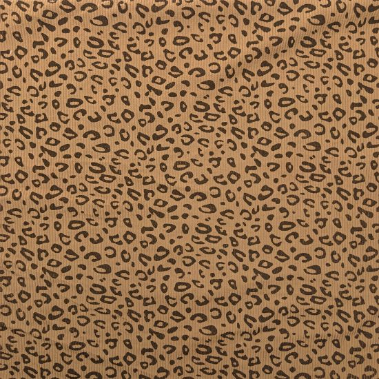 Weich fallender Baumwoll Stretch Cord in beige mit Mini Leoprint gemustert