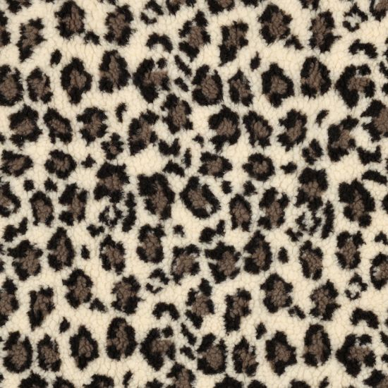 Kuscheliger flauschiger Teddy Jacquard in ecru mit Leopardenprint